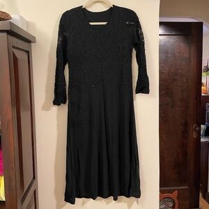 NWT black lace midi dress